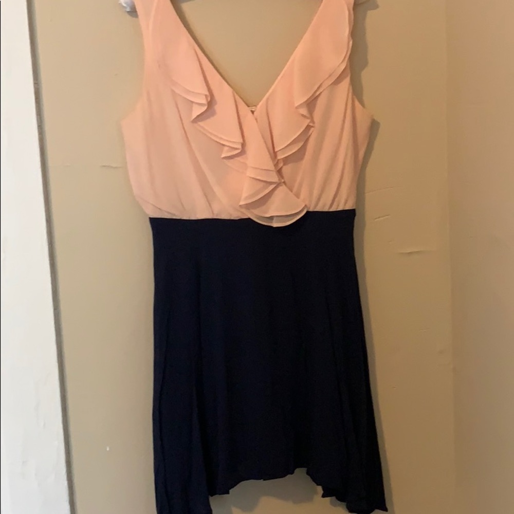 Flowy pink and navy dress